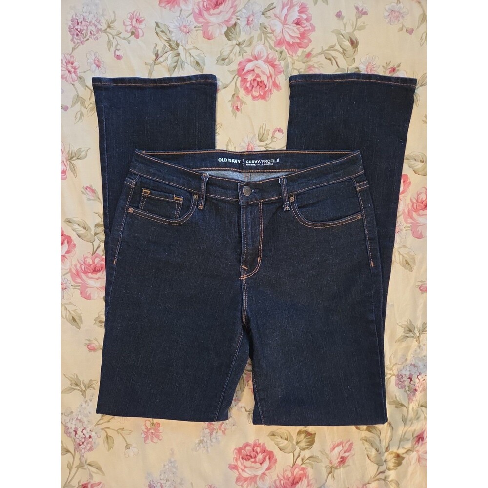 Old Navy Curvy Mid Rise Dark Denim Boot Cut Size 8